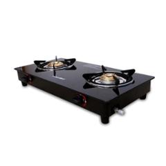Macizo Preto 2 Burner Black Manual Ignition Glass Gas Stove