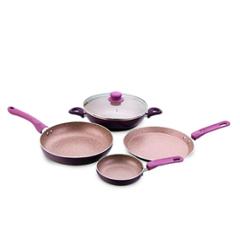 Wonderchef Royal Velvet 5 Pieces Purple Aluminium Induction Base Cookware Set, 60018331