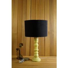 Tucasa Mango Wood Classic Yellow Table Lamp with 11.5 inch Polycotton Black Drum Shade, WL-288