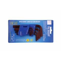 De Neers DNAKBSL Brown Finish 9 Pcs Long Hex Allen Key Set