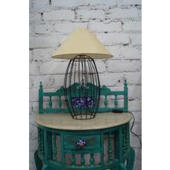 Tucasa Elegant Metal Wire Table Lamp with Off White Polycotton Shade, TB-07