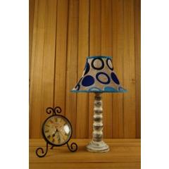 Tucasa Mango Wood Old White Table Lamp with 12 inch Polysilk Blue Circle Shade, WL-188