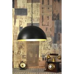 Tucasa Iron Bomb Shaped Pendent Light with Black-Gold Shade, HG-20