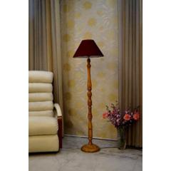 Tucasa Mango Wood Camel Floor Lamp with Maroon Conical Polycotton Shade, WF-114