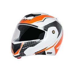 Vega Crux DX Checks Dull White & Orange Full Face Helmet, Size: L