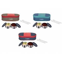 Carrolite 400ml Multi Colour Stainless Steel Lunchbox, Comboblack_017 (Pack of 3)