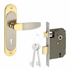 Sardar 8 Inch Silver & Gold Mortise Door Lock Set, BMH 322