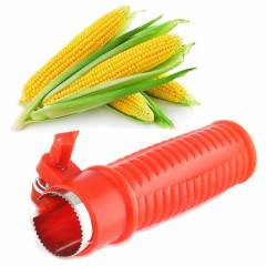 SM Red Plastic Corn Peeler & Cutter
