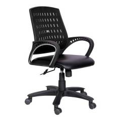 R P Enterprises Ashton Medium Back Black Leatherette Office Chair, Dimensions: 45x48x60 cm