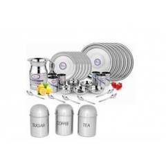 Airan 37 Pieces Stainless Steel Dinner Set with Free Tea, Sugar & Coffee Container
