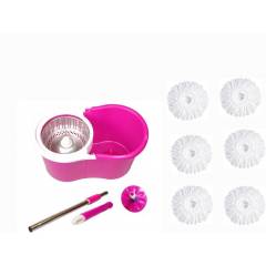 GTC Easy Magic 360 Degree Bucket Mop with Steel Spinner & 6 Microfiber Heads