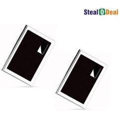 Stealodeal Brown Luxury Steel Aluminum Card Holder (Pack of 2)