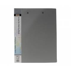 Saya Grey Spring+Punchless Clip File A4, Dimensions: 235 x 18 x 315 mm (Pack of 2)