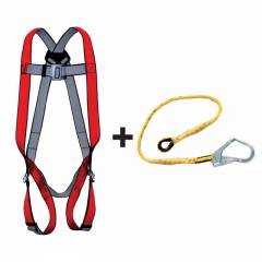 Allen Cooper Red Full Body Polypropylene Harness with 1.8m Rope Lanyard, 1011009_PP16_RLPP206