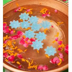 Riflection Blue Flower Shaped Floating Candles (Pack of 10)