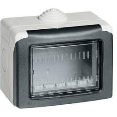 Legrand Arteor 4 Module Grey Plexo Box & Adaptor With PVC Membrane, 6806 14