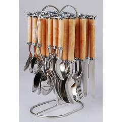 Elegante 24 Pieces Viva Light Brown Stainless Steel & Plastic Cutlery Set, SL-107