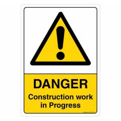 Safety Sign Store Danger: Construction Work In Progress Sign Board, SS205-A5PC-01