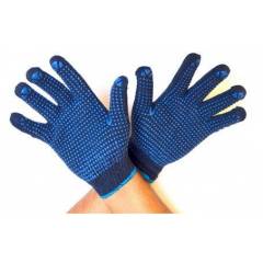 Midas Blue Dotted Cotton Safety Hand Gloves (Pack of 24)