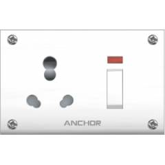 Anchor Penta 20A/10A Ivory Uni Switch Socket Neon Combined Unit with 4 Fixing Holes, 4282