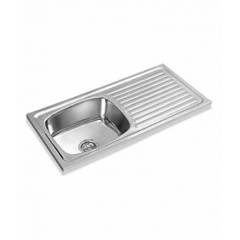 Apollo AS-27 Single Bowl Kitchen Sink with Drainboard, Bowl Size: 18x15 inch