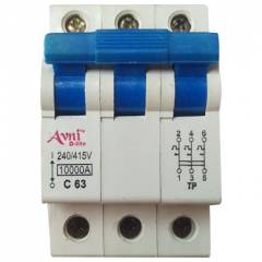 Avni D-lite 63A C Curve 3 Pole MCB (Pack of 4)