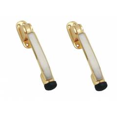 SmartShophar 5 Inch Brass Gold Silver Meldal Door Stopper, 50901-STPM-GS05-P2 (Pack of 2)