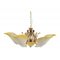 Glow Fixtures Yellow & Golden Glass Leaf Chandelier, JF524I02-SPL