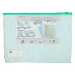 Saya Green PVC Zipper Bag B4 size, Dimensions: 390 x 335 x 12 mm (Pack of 10)