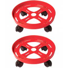 Abyss ABDY-0417 Virgin Grade Plastic Red Gas Cylinder Trolley (Pack of 2)
