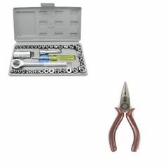 I-Tools 40 Pieces Combination Socket Wrench Tool Kit Set with Nose Plier (pack of 2)