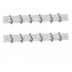 SmartShophar 12 Inch 6 Legs Stainless Steel Silver Simply Wall Hook (Pack of 2), 54619-SHKS-SL12-P2
