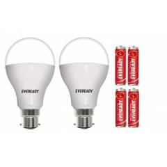 Eveready 12W B-22 LED Bulbs with Free 4 Battery (Pack of 2)