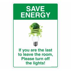 Safety Sign Store Save Energy, Turn off Lights Sign Board, FS202-A4AL-01
