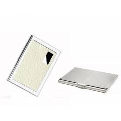 Stealodeal White Leather ATM Wallet & Steel Card Holder Set