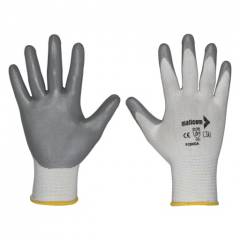 Mallcom 10 Inch White Liner with Grey NBR Coating Safety Gloves, P 25NGA (Pack of 6)