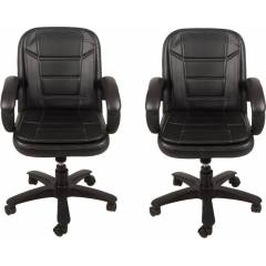 Mezonite Medium Back Leatherette Black Office Executive Chair (Pack of 2)
