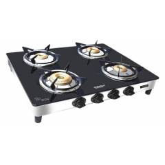 Maharaja Whiteline Black Colour Ignitio Stainless Steel 4 Burner Gas Stove