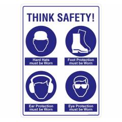 Safety Sign Store Think Safety Sign Board, SS809-A3PC-01