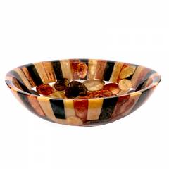 SNB 177 Golden, Copper & Brown Round Wash Basin, Size: 14x14 Inch