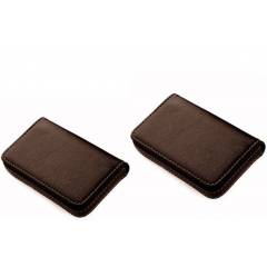 Stealodeal Full Brown Double Leather Card Holder (Pack of 2)