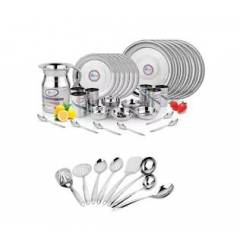 Airan 37 Pieces Stainless Steel Khana Khazana Dinner Set with 8 Pieces Kitchen Tool