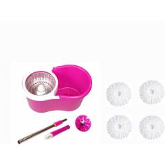 GTC Easy Magic 360 Degree Bucket Mop with Steel Spinner & 4 Microfiber Heads