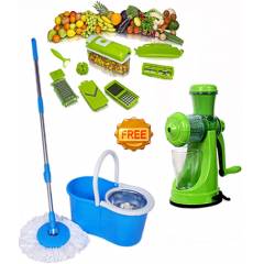 Navisha Assorted Steel Mop with Free Vegetable Cutter & Juicer, MOP0591