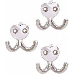 Abyss ABDY-0475 Glossy Finish Stainless Steel Apple Design Multipurpose Hook (Pack of 3)
