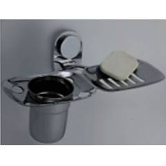 Bath Age Square Soap Dish Cum Tumbler Holder, JAL 1608