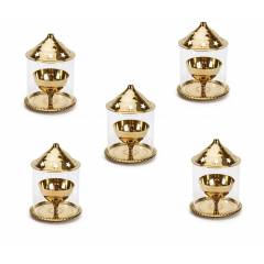 Heaven Decor Brass Golden Small Akhand Diya, HD20006 (Pack of 5)