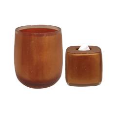 Plumeria Roly Poly Copper Wastebasket with 6QT Boutique Tissue Set