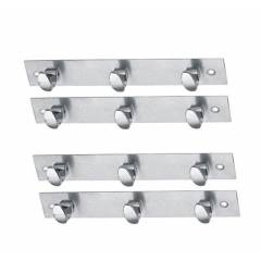 SmartShophar 6 Inch 3 Legs Stainless Steel Silver Trums Wall Hook (Pack of 4), 54620-SHKT-SL06-P4