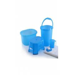 Varmora 5 Pieces Blue Colour Oval Bathroom Accessories Set